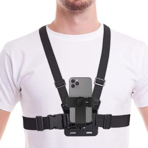 Phone Chest Strap Mount for POV/VLOG Videos, Chest Harness Holder Compatible with iPhone 13 12 11Pro Max Plus,Samsung,GoPro Hero 11,10,9, AKASO,DJI Action Camera and Cell Phones