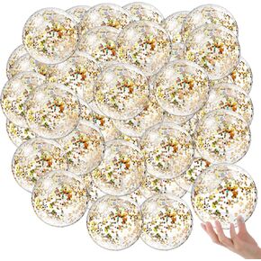 Hungdao 50 Pcs Inflatable Glitter Beach Ball 8 Inches Mini Clear Inflatable Confetti Ball Small Glitter Beach Balls Sport Ball for Summer Swimming Pool Party Favors Decorations Water Play