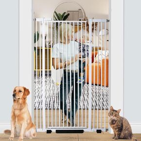 SHYUJAJIE 59 inch Extra Tall Cat Pet Gate Baby Gate Adjustable 29.13" and 42.08" Wide Pressure Mounted Walk Through Swing Safety Pet Gates Child Gate for Stairs, Doorway, House (59 * 42inch)