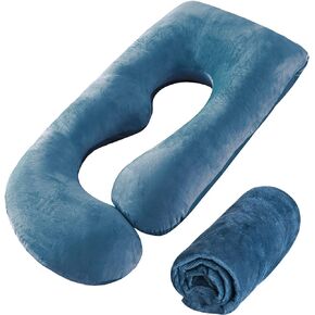 SLIGUY Pregnancy Pillow Cover G Shaped, 57-Inch Replacement Pillowcase, Used for Maternity Pillows, 100% Velvet, Double Zipper Stretch Fabric, Super Soft, Universal Type, (G Blue)