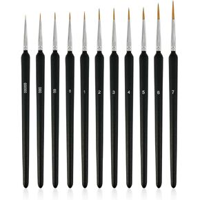 11 Pack Soft-Bristled Detail Outlining Brushes, Miniature Detail Paint Brushes Kits, Fine Detailing Art Paint Brushes