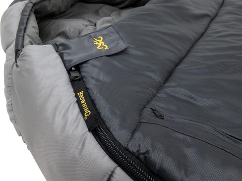 Browning McKinley -30° Sleeping Bag - Oversize Insulated Hooded Rectangle Made with Ripstop Outer and Brushed Polyester Liner, with Compression Stuff Sack, Charcoal/Gray in Saudi Arabia