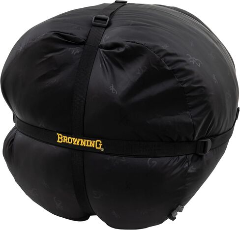 Browning McKinley -30° Sleeping Bag - Oversize Insulated Hooded Rectangle Made with Ripstop Outer and Brushed Polyester Liner, with Compression Stuff Sack, Charcoal/Gray in Saudi Arabia