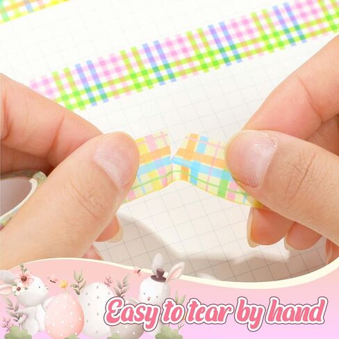 12 Rolls Spring Plaid Washi Tape Set, Colorful Grid Washi Masking Tapes Rainbow Buffalo Plaid Decorative Tape for DIY Craft Gift Wrapping Scrapbook Journal Planner Easter - 15 mm in Saudi Arabia