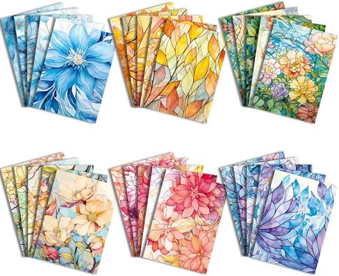 6 Sets Washi Sticker Paper for Scrapbooking,Decorative Craft Paper for Journaling Supplies,Flower Scrapbook Paper for Junk Journal in Kuwait