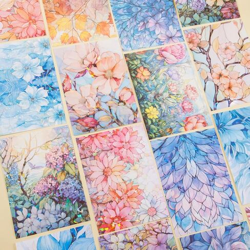 6 Sets Washi Sticker Paper for Scrapbooking,Decorative Craft Paper for Journaling Supplies,Flower Scrapbook Paper for Junk Journal in Kuwait