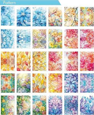 6 Sets Washi Sticker Paper for Scrapbooking,Decorative Craft Paper for Journaling Supplies,Flower Scrapbook Paper for Junk Journal in Kuwait