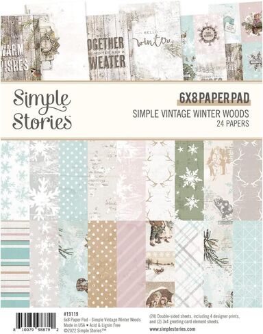 قصص بسيطة بسيطة عتيقة من الغابة الشتوية - حزمة مصمم صانع البطاقات مع وسادة ورقية مقاس 6 × 8؛ ورق تنسيق أساسي مقاس 12 × 12، ومجموعات من الألواح الخشبية، ونقاط وأجزاء من المينا in Kuwait