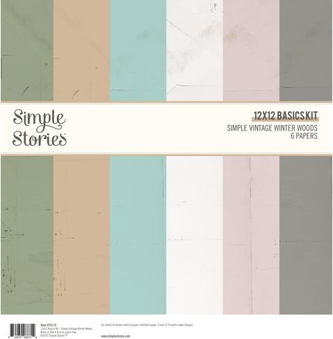 قصص بسيطة بسيطة عتيقة من الغابة الشتوية - حزمة مصمم صانع البطاقات مع وسادة ورقية مقاس 6 × 8؛ ورق تنسيق أساسي مقاس 12 × 12، ومجموعات من الألواح الخشبية، ونقاط وأجزاء من المينا in Kuwait