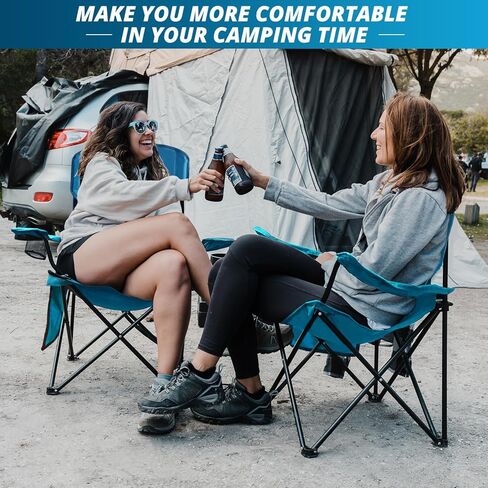Beach Camp Cup Holder, Storage Pocket, Waterproof Bag Outdoor Arm Chair, Supports 225LBS, Black in Kuwait