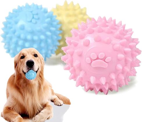 3 حزم من الكرات الشائكة للكلاب ألعاب الحيوانات الأليفة غير القابلة للتدمير، ألعاب مضغ مطاطية طبيعية عدوانية لتنظيف أسنان الكلاب للجرو الصغيرة والمتوسطة والكبيرة وتدريب الكلاب على لعب كرة المضغ (3 ألوان) in Kuwait