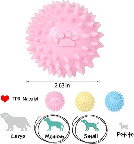 3 حزم من الكرات الشائكة للكلاب ألعاب الحيوانات الأليفة غير القابلة للتدمير، ألعاب مضغ مطاطية طبيعية عدوانية لتنظيف أسنان الكلاب للجرو الصغيرة والمتوسطة والكبيرة وتدريب الكلاب على لعب كرة المضغ (3 ألوان) in Kuwait