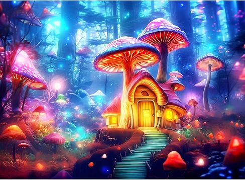 500 Piece Puzzle for Adults,Mushroom Hut Jigsaw Puzzles 500 Pieces Birthday Party for Family Kids and Adults Funny Puzzle for Adults Finished Size 20.5 x 15 in Saudi Arabia