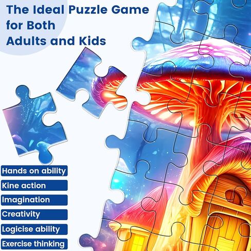 500 Piece Puzzle for Adults,Mushroom Hut Jigsaw Puzzles 500 Pieces Birthday Party for Family Kids and Adults Funny Puzzle for Adults Finished Size 20.5 x 15 in Saudi Arabia