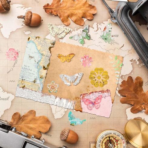 Vintage Antique Scrapbook Paper, 180 Sheets Old Deformed Burnt Journaling Paper Butterfly Floral Map Letter Patterns Scrapbooking Supplies for Junk Journal Collage Planner Craft - 6 Styles in Kuwait