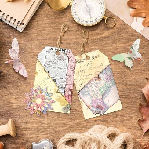 Vintage Antique Scrapbook Paper, 180 Sheets Old Deformed Burnt Journaling Paper Butterfly Floral Map Letter Patterns Scrapbooking Supplies for Junk Journal Collage Planner Craft - 6 Styles in Kuwait