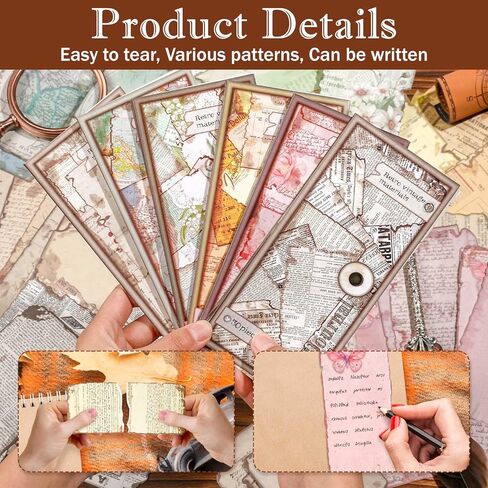 Vintage Antique Scrapbook Paper, 180 Sheets Old Deformed Burnt Journaling Paper Butterfly Floral Map Letter Patterns Scrapbooking Supplies for Junk Journal Collage Planner Craft - 6 Styles in Kuwait