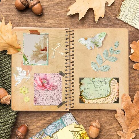 Vintage Antique Scrapbook Paper, 180 Sheets Old Deformed Burnt Journaling Paper Butterfly Floral Map Letter Patterns Scrapbooking Supplies for Junk Journal Collage Planner Craft - 6 Styles in Kuwait