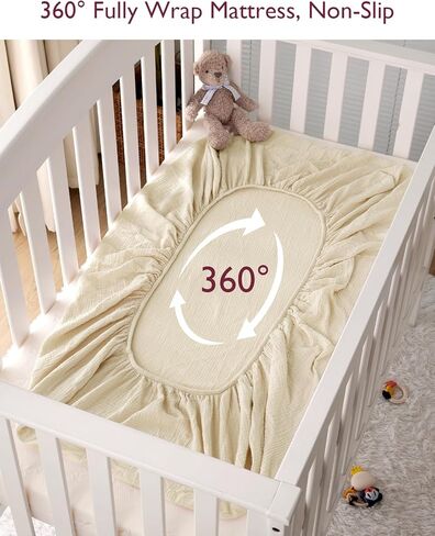 Momcozy ملاءة سرير ملائمة من الموسلين، عبوتان من القطن الطبيعي الناعم المسامي مقاس 91.44 سم × 66.04 سم، ملاءة مرتبة للأطفال، تغليف مرتبة 360 درجة مانعة للانزلاق للأولاد والبنات، ملاءة سرير محايدة للأطفال الصغار، مقاس متوسط، بيج أحمر داكن in Kuwait