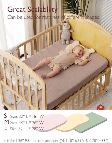 Momcozy ملاءة سرير ملائمة من الموسلين، عبوتان من القطن الطبيعي الناعم المسامي مقاس 91.44 سم × 66.04 سم، ملاءة مرتبة للأطفال، تغليف مرتبة 360 درجة مانعة للانزلاق للأولاد والبنات، ملاءة سرير محايدة للأطفال الصغار، مقاس متوسط، بيج أحمر داكن in Kuwait