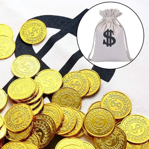 Drawstring Money Bag, Uspacific 4 Pcs 11x16 inches Dollar Sign Design Canvas Drawstring Closure Bags for Toy Party Favors Bank Robber Themed Party in Saudi Arabia