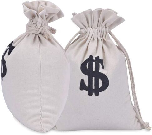 Drawstring Money Bag, Uspacific 4 Pcs 11x16 inches Dollar Sign Design Canvas Drawstring Closure Bags for Toy Party Favors Bank Robber Themed Party in Saudi Arabia
