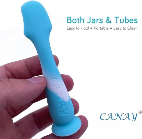 ملعقة كريم الحفاضات CANAY™ + أداة تطبيق كريم الحفاضات الصغيرة لمعجون المؤخرة كريم الحفاضات - فرشاة بمؤخرة الطفل مع قاعدة شفط - مثالية لهدايا استحمام الأطفال حديثي الولادة وسجل الأطفال (أزرق) in Kuwait