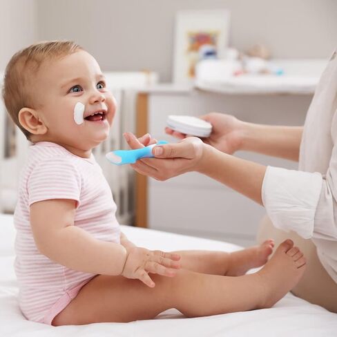 ملعقة كريم الحفاضات CANAY™ + أداة تطبيق كريم الحفاضات الصغيرة لمعجون المؤخرة كريم الحفاضات - فرشاة بمؤخرة الطفل مع قاعدة شفط - مثالية لهدايا استحمام الأطفال حديثي الولادة وسجل الأطفال (أزرق) in Kuwait