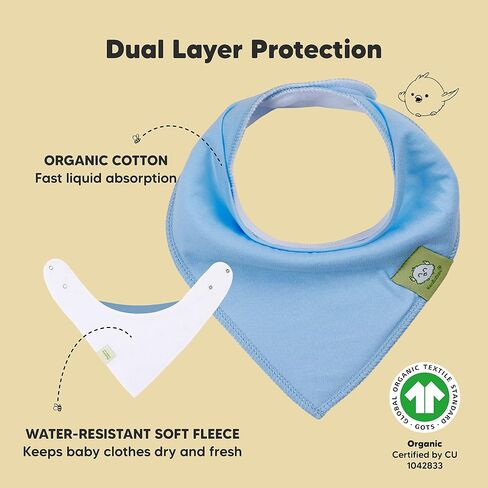 KeaBabies 8-Pack Organic Baby Bandana Drool Bibs – Stylish Unisex Bandana Bibs - Super Absorbent Bandana Drool Bibs – Gentle Teething Bibs for Infants - Organic Cotton Baby Bib in Saudi Arabia