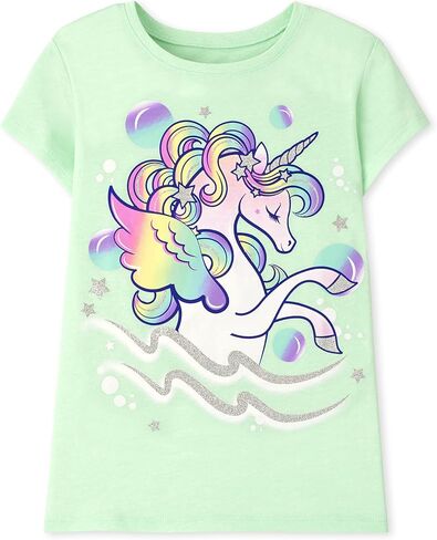 تي شيرت بأكمام قصيرة برسومات Dream Unicorn للفتيات من The Children's Place in Kuwait