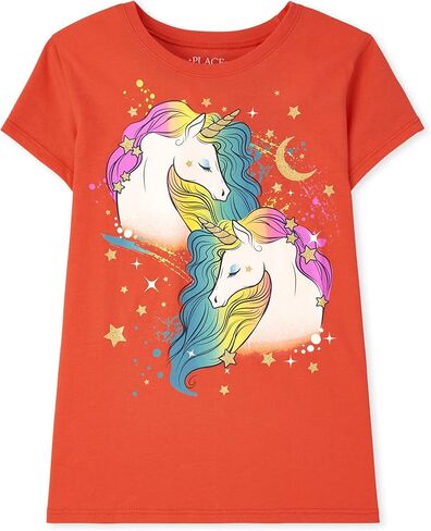 تي شيرت بأكمام قصيرة برسومات Dream Unicorn للفتيات من The Children's Place in Kuwait