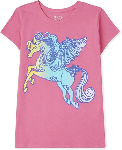 تي شيرت بأكمام قصيرة برسومات Dream Unicorn للفتيات من The Children's Place in Kuwait