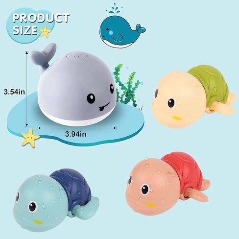 Gigilli Baby Bath Toys Set, Whale Bath Toy Sprinkler with 3 PCS Suction Cup Spinner Toy for Baby, Bath Toys Spinners for Babies, Suction Cup Toys for 3 Year Birthday Gifts Toddler Baby Toy in Saudi Arabia