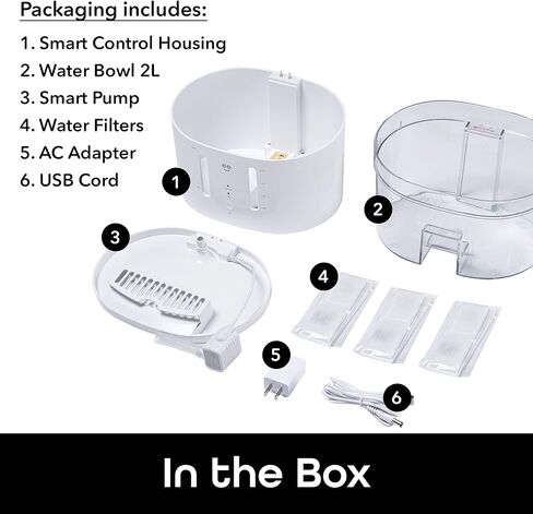 نافورة جيني بيت كونيكت الذكية، موزع مياه أوتوماتيكي للحيوانات الأليفة سعة 2.5 لتر للقطط والكلاب مع 3 مرشحات بديلة، والتحكم في الواي فاي in Kuwait