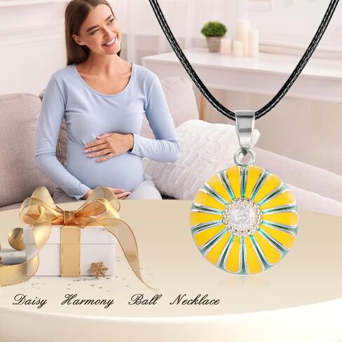 Sunlower Harmony Ball Necklace for Pregnancy Gifts, Angel Chime Caller Bola Sunlower Necklace for Women Maternity Mom to be Jewelry in Saudi Arabia