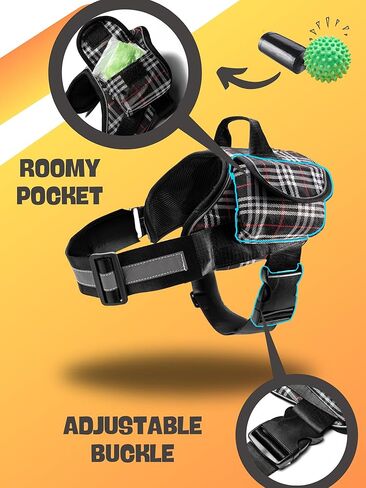 XXL Dog Harness -No Pull Reflective- Harness Dog Vest with Pockets- Beige Harness Adjustable Dog Harness (Beige, XXL) in Kuwait