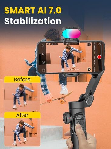 Phone Gimbal Stabilizer for iPhone 15 Pro Max Android Phones with Extension Rod 3-Axis Phone Gimbal Stabilizer with Follow Focus for Vlogging TikTok YouTube(Smart XE Combo1) in Saudi Arabia