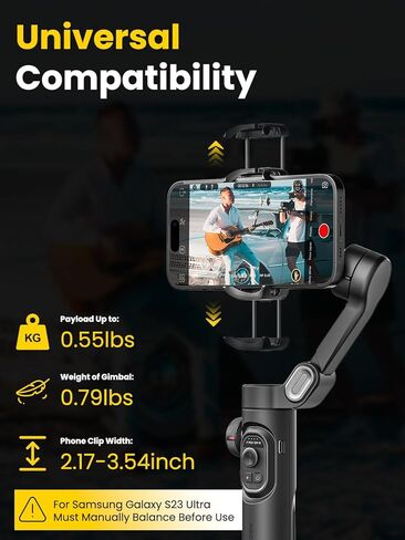 Phone Gimbal Stabilizer for iPhone 15 Pro Max Android Phones with Extension Rod 3-Axis Phone Gimbal Stabilizer with Follow Focus for Vlogging TikTok YouTube(Smart XE Combo1) in Saudi Arabia
