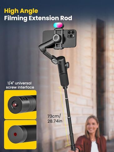Phone Gimbal Stabilizer for iPhone 15 Pro Max Android Phones with Extension Rod 3-Axis Phone Gimbal Stabilizer with Follow Focus for Vlogging TikTok YouTube(Smart XE Combo1) in Saudi Arabia
