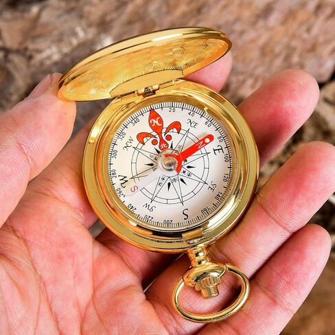 بوصلة جيب GUCOO للمشي لمسافات طويلة والبقاء على قيد الحياة من النحاس المعدني الصغير، بوصلة عسكرية للرجال للتخييم، بوصلة ملاحة مغناطيسية كبيرة للصيد، بوصلة محمولة باليد in Kuwait