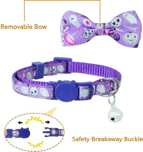 طوق القطط للهالوين مع ربطة عنق وأجراس، شبح العطلة والقطط اليقطين مع سحر للأولاد والبنات الذكور والإناث والقطط الصغيرة in Kuwait