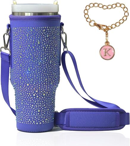 40 oz Stanley Cup Bag, Water Bottle Holder Pouch with Adjustable Strap Tumbler Carrier for Stanley Cup Accessories Stanley Backpack for Cup (Purple) in Saudi Arabia