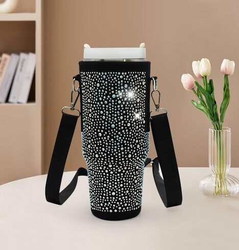 40 oz Stanley Cup Bag, Water Bottle Holder Pouch with Adjustable Strap Tumbler Carrier for Stanley Cup Accessories Stanley Backpack for Cup (Purple) in Saudi Arabia