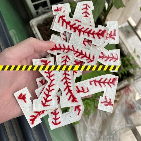 26 Pieces Baseball Chenille Letters Iron on Patches, Baseball Patterned Varsity Letter Patch - Alphabet Cute Adhesive Embroidered Appliques Gold Glitter Trimmed Sew On Patch for Clothing Clothes in Kuwait