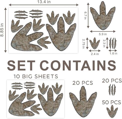 90 قطعة من ملصقات مسار الديناصورات القابلة للإزالة وملصقات آثار أقدام الديناصورات القابلة للإزالة وملصقات جدارية من الفينيل لديكور المنزل وغرفة نوم الأطفال in Kuwait