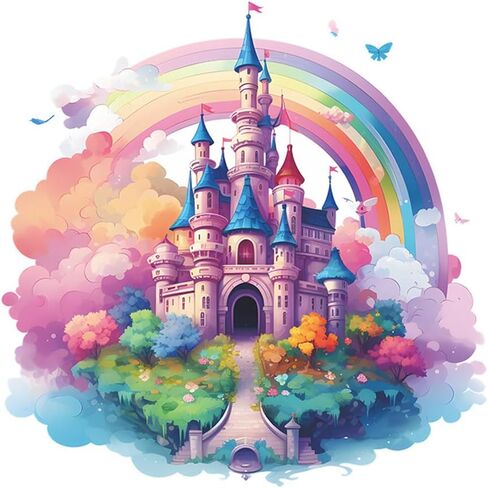 ملصقات حائط من Fanwaoo يونيكورن دريم كاسل للفتيات وغرفة الأطفال الملونة بألوان قوس قزح وملصقات حائط لغرفة نوم الأطفال وديكور الحائط in Kuwait