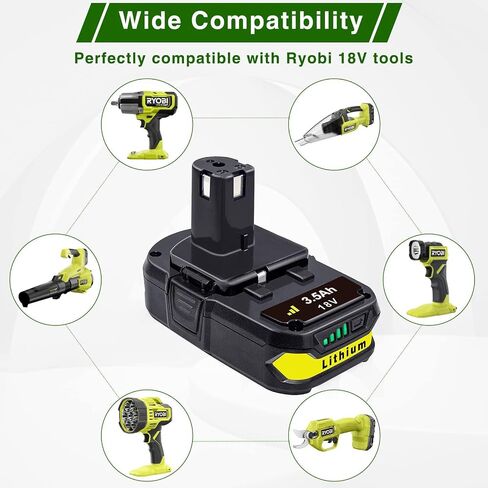 BOTKK 2 حزم 3.5Ah بطارية ليثيوم ل Ryobi 18 فولت واحد + بطارية P104 P105 P102 P103 P107 Ryobi 18 فولت تبديل البطارية in Saudi Arabia