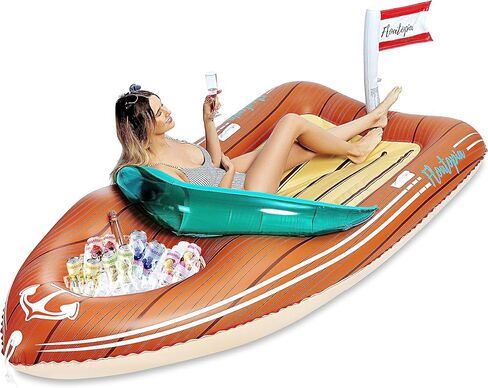 JOYIN العملاق قارب حمام السباحة يطفو مع برودة - قارب قابل للنفخ مضحك حمام السباحة يطفو طوف مع برودة معززة، صالة تطفو على الشاطئ بحيرة اللعب الصيف متعة حمام سباحة ديكورات الحفلات للأطفال والكبار in Saudi Arabia
