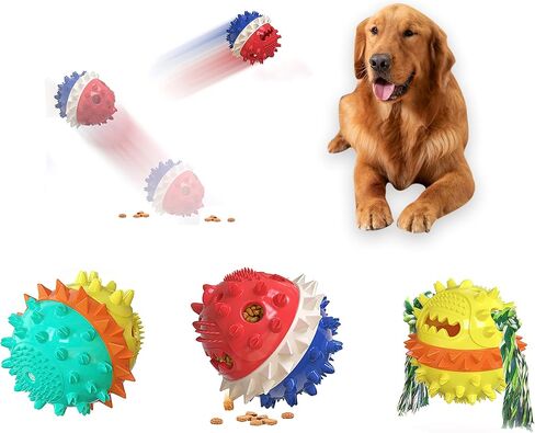 Dog Toys, for Puppy Small Large Dog Teeth Squeak/Playing/Chewing/Treat Dispensing/Cleaning Dog Toys. (Turq) in Saudi Arabia