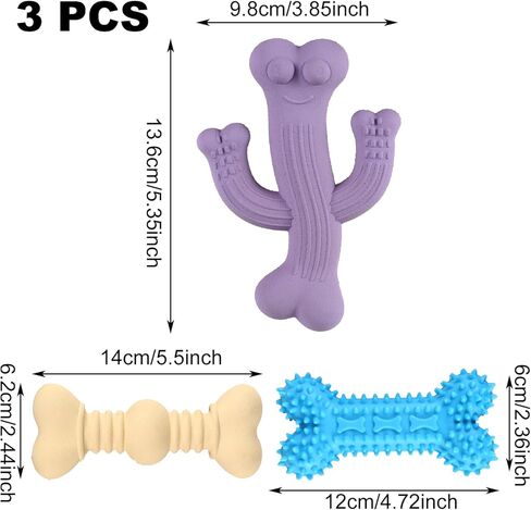 FRIUSATE 3 Pack Dog Chew Toys for Puppy Teething Soft Rubber Bones Teething Toys Funny Interactive Dog Toys for Cleaning Teeth Suitable for Small Medium Dogs in Kuwait